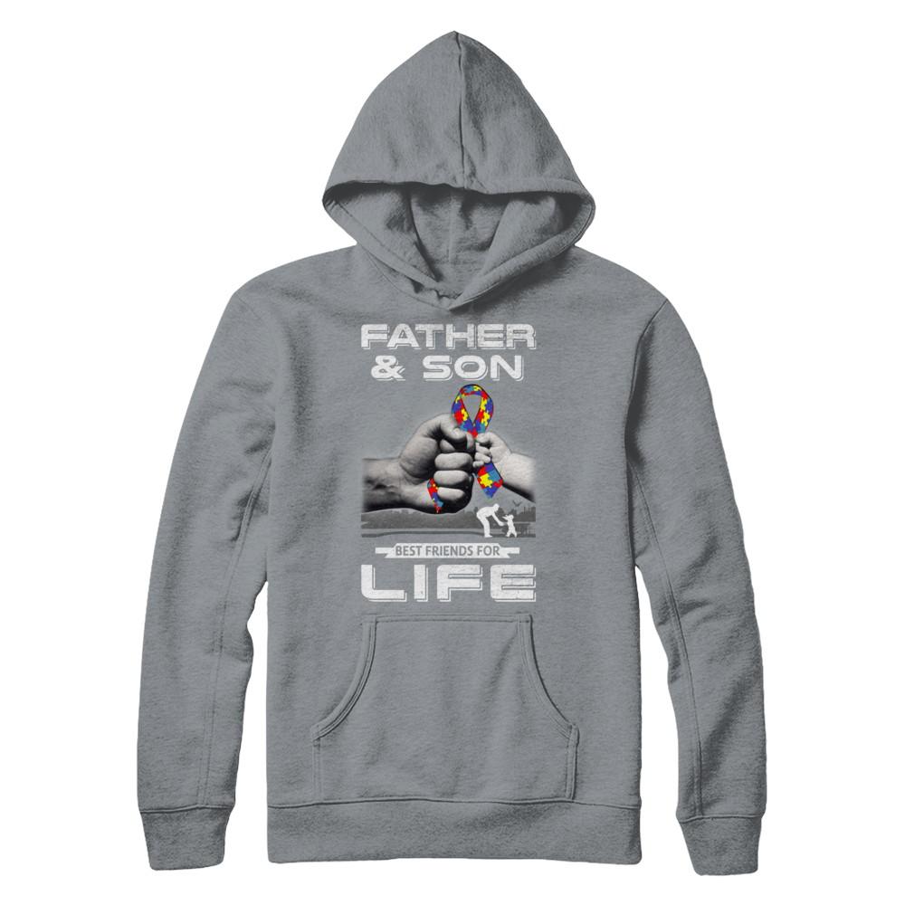 Autism Awareness Father And Son Best Friends For Life-T-Shirt & Hoodie-Hanes - Heavyweight Pullover Hoodie-Light Steel
