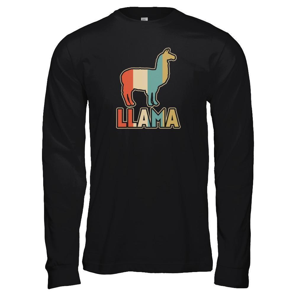 Classic Vintage Retro Style Llama-T-Shirt & Tank Top-Long Sleeve T-Shirt-Black