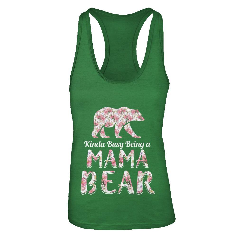 Mama Bear Dinosaur Kinda Busy Being A Mamabear-T-Shirt & Tank Top-Women's Ideal Racerback Tank-Kelly Green