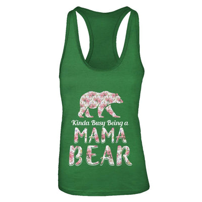 Mama Bear Dinosaur Kinda Busy Being A Mamabear-T-Shirt & Tank Top-Women's Ideal Racerback Tank-Kelly Green
