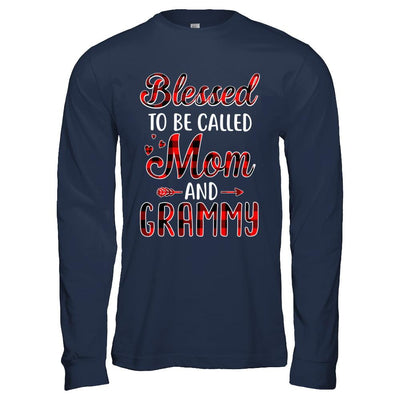 Red Buffalo Plaid Blessed To Be Called Mom And Grammy-T-Shirt & Hoodie-Long Sleeve T-Shirt-Navy