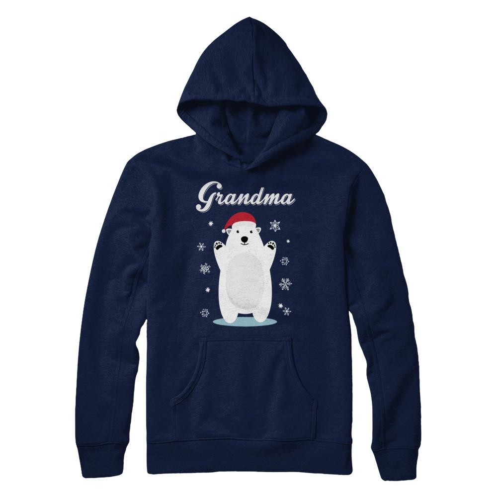 Grandma Bear Christmas Santa Pajamas-T-Shirt & Sweatshirt-Pullover Hoodie-Navy