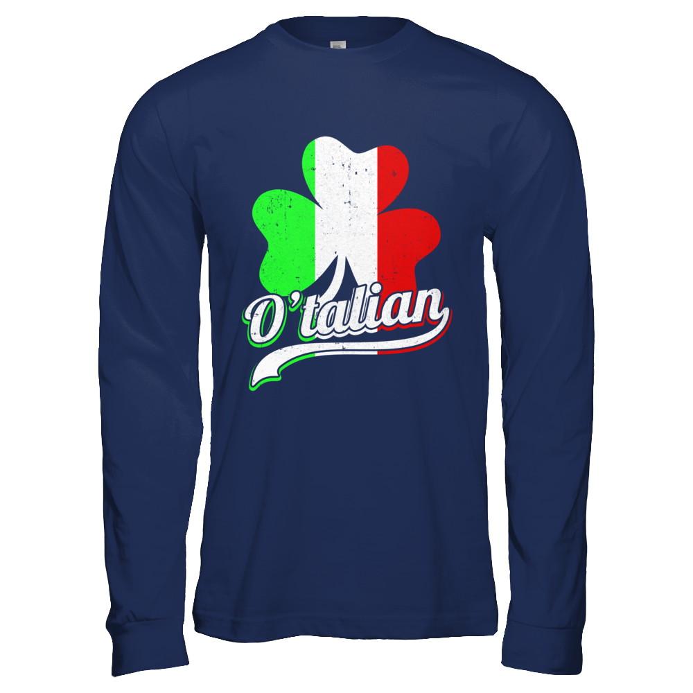 O'talian Italy Flag Italia Italian St Patricks Day-T-Shirt & Hoodie-Long Sleeve T-Shirt-Navy