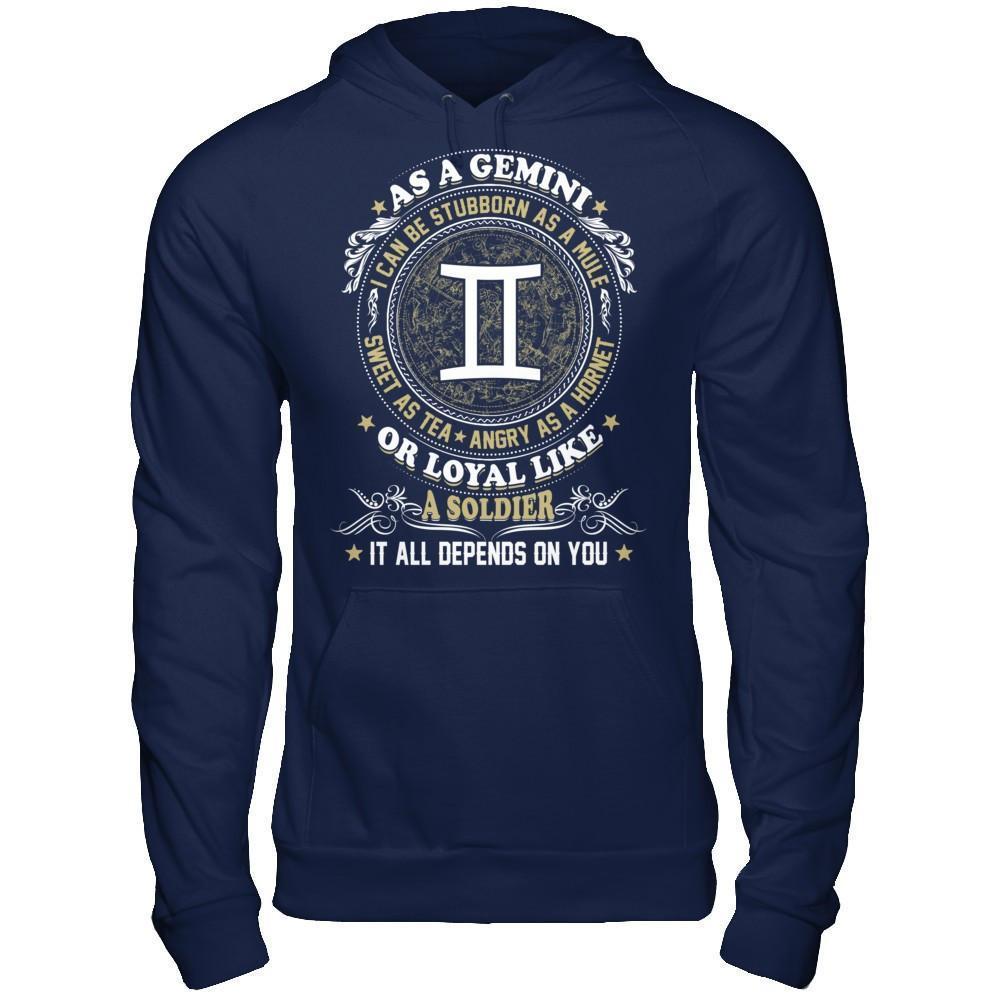 As A Gemini I Can Be Stubborn As A Mule-T-Shirt & Hoodie-Pullover Hoodie-Navy