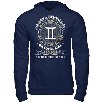 As A Gemini I Can Be Stubborn As A Mule-T-Shirt & Hoodie-Pullover Hoodie-Navy