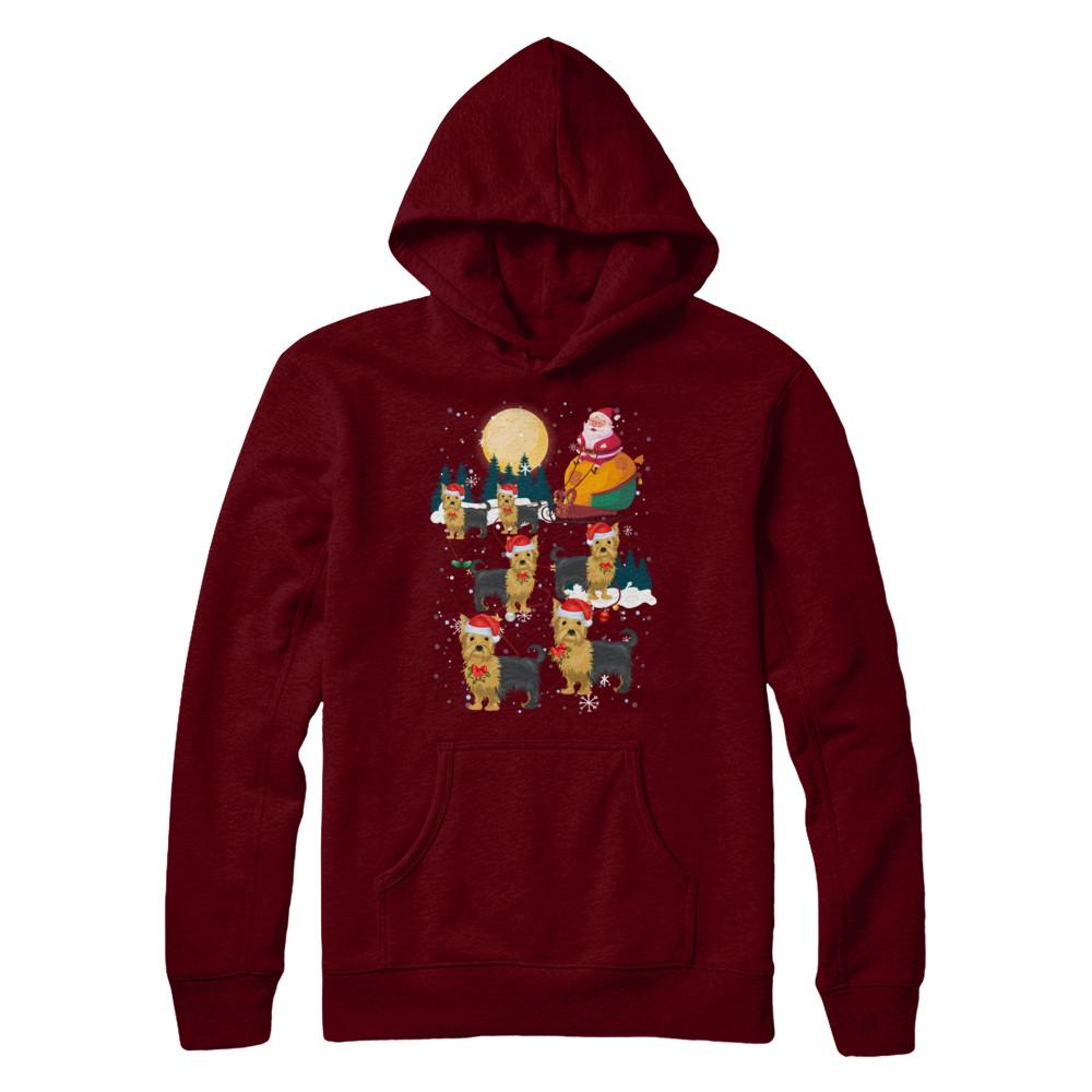 Dog Reindeer Yorkie Christmas Gift-T-Shirt & Sweatshirt-Pullover Hoodie-Maroon