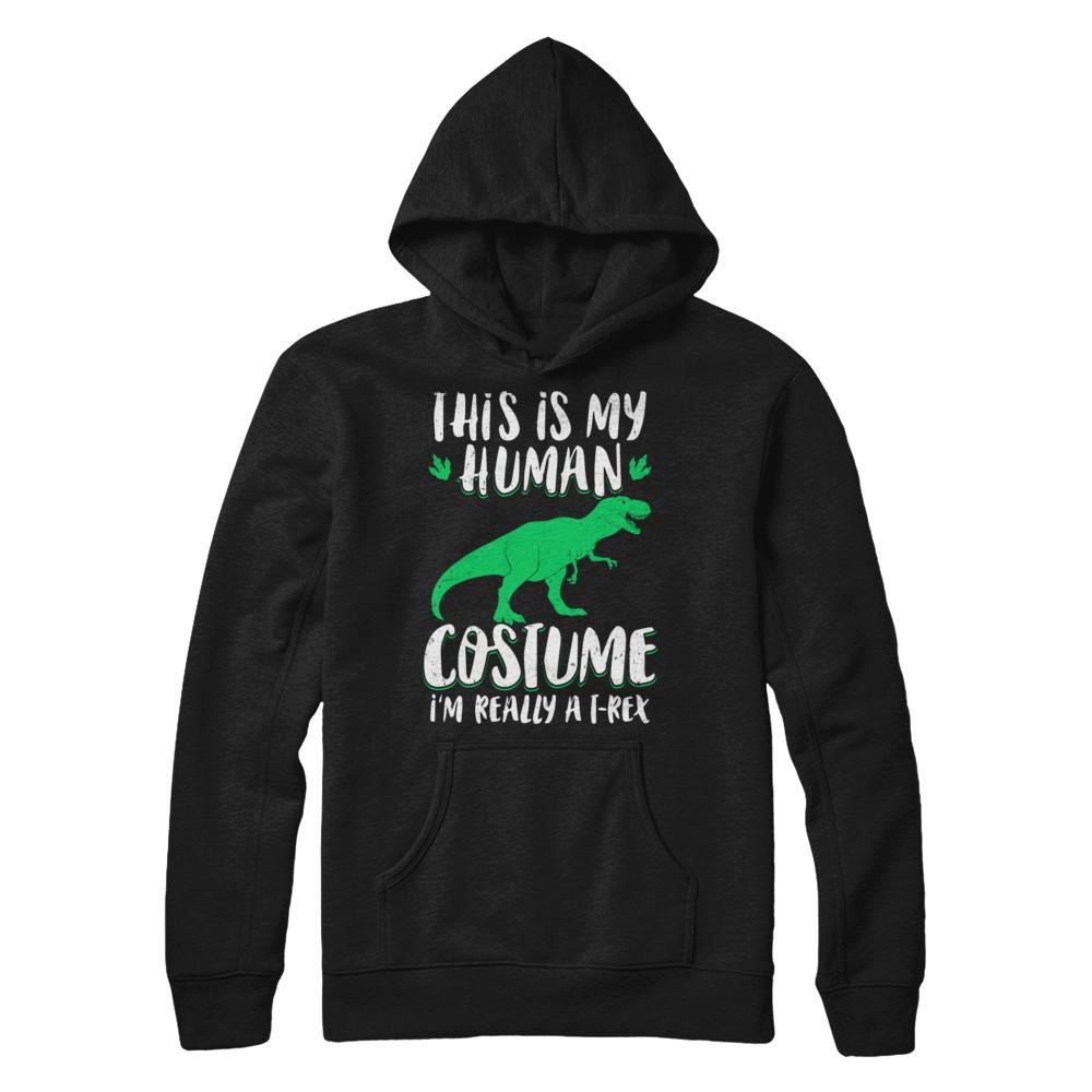 Funny I'm Really A T Rex Dinosaur Halloween Costume-T-Shirt & Sweatshirt-Pullover Hoodie-Black
