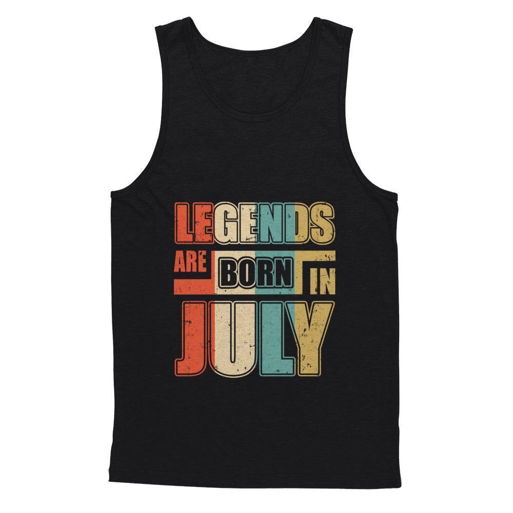Classic Vintage Legends Are Born In July Birthday-T-Shirt & Hoodie-Unisex Tank-Black