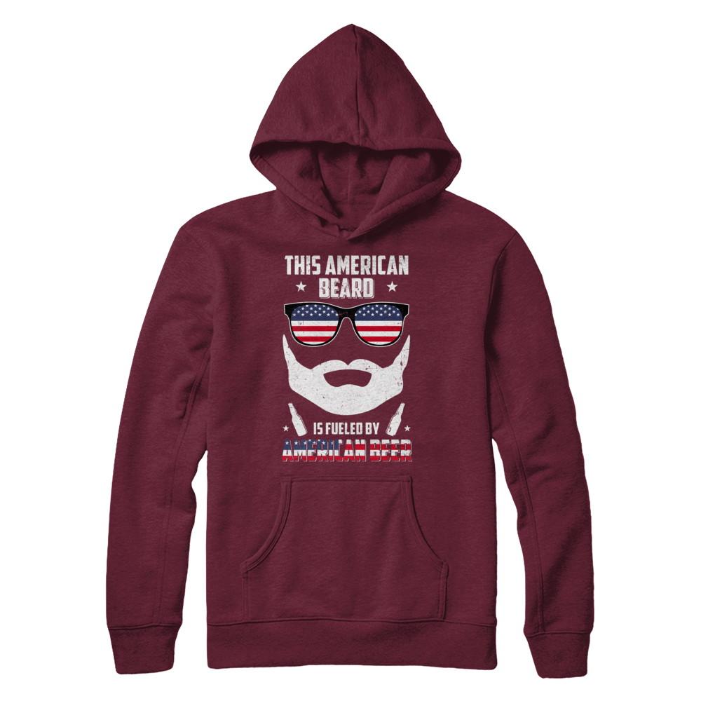 This American Beard Is Fueled By American Beer-T-Shirt & Hoodie-Pullover Hoodie-Maroon