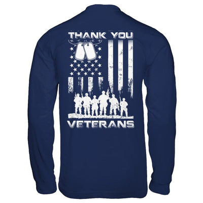 Veteran Thank You Veterans American Flag-T-Shirt & Hoodie-Long Sleeve T-Shirt-Navy