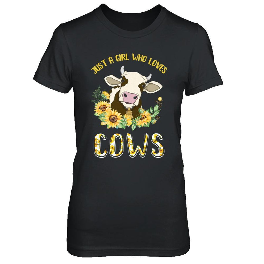 Just A Girl Who Loves Cows And Sunflowers-T-Shirt & Hoodie-Women's T-Shirt-Black