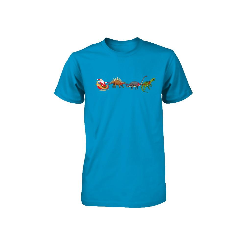 Xmas Cool Santa Sleigh Dinosaur Christmas Gift Youth-Youth Shirt-
