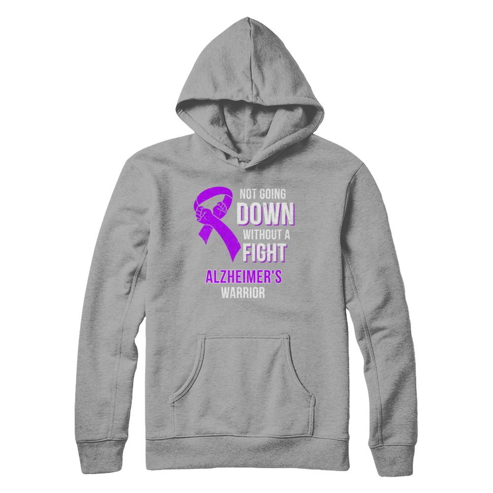 Not Going Down Without A Fight Alzheimer's Warrior-T-Shirt & Hoodie-Pullover Hoodie-Light Steel