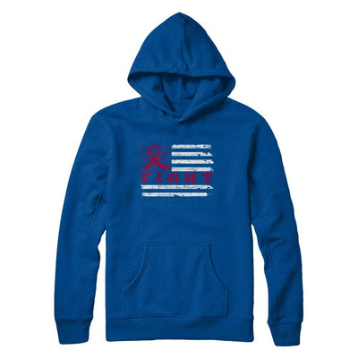 Fight Burgundy Ribbon US Flag Multiple Myeloma Awareness-T-Shirt & Hoodie-Pullover Hoodie-Deep Royal