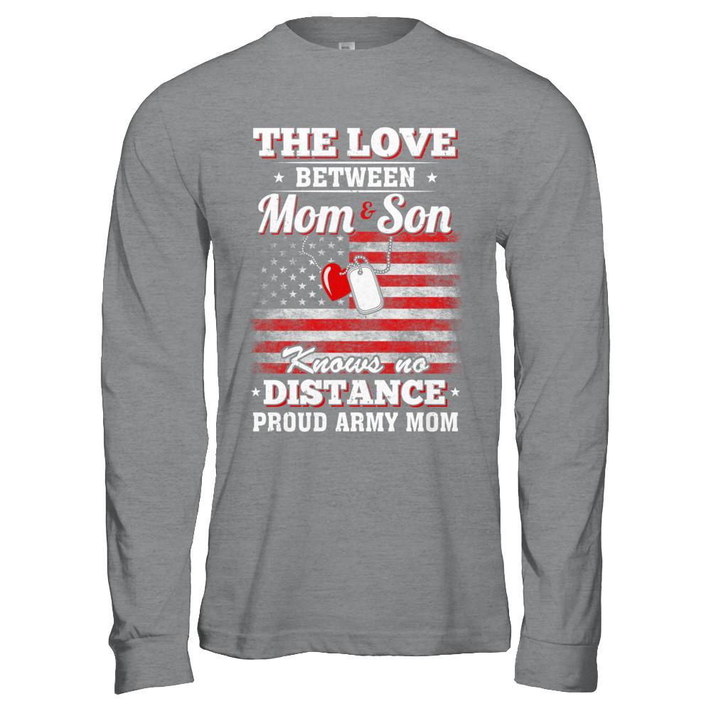 The Love Between Mom And Son Proud Army Mom-T-Shirt & Hoodie-Long Sleeve T-Shirt-Sport Grey