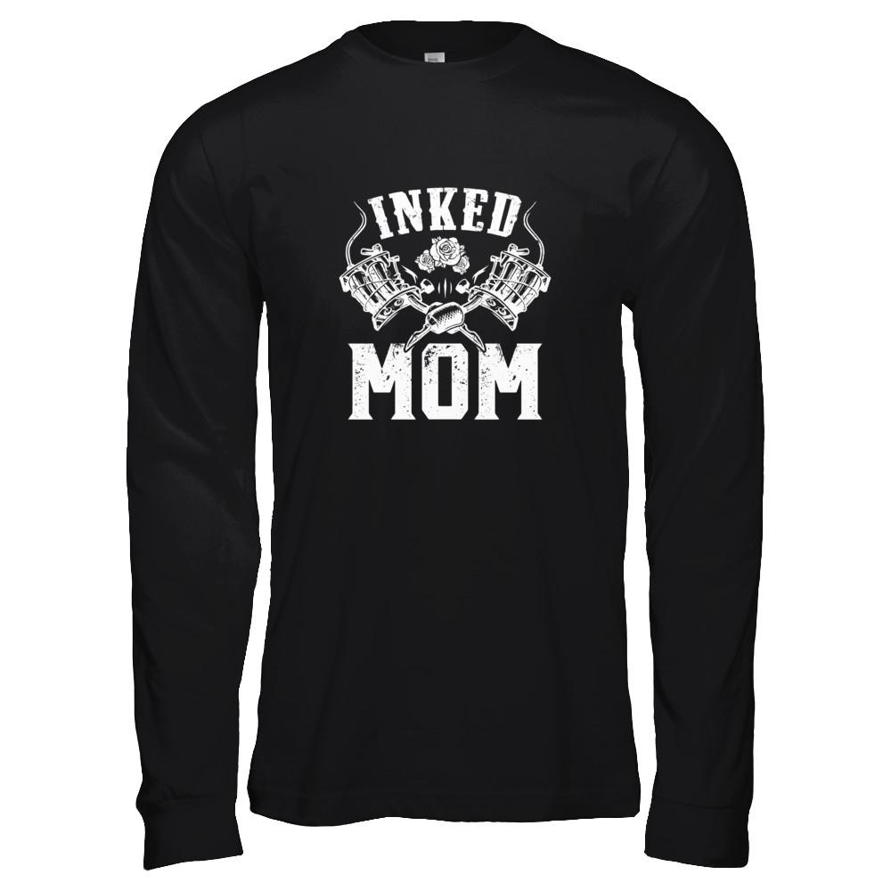 Inked Mom Rose Tattooed Tattoos Mothers Day-T-Shirt & Tank Top-Long Sleeve T-Shirt-Black