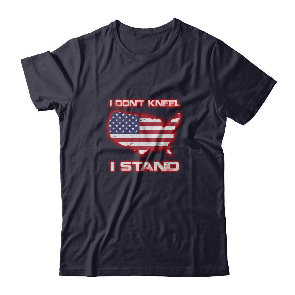I Don't Kneel I Stand Us American Flag-T-Shirt & Tank Top-Premium T-Shirt-Midnight Navy