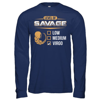 Level Of Savage Virgo-T-Shirt & Hoodie-Long Sleeve T-Shirt-Navy