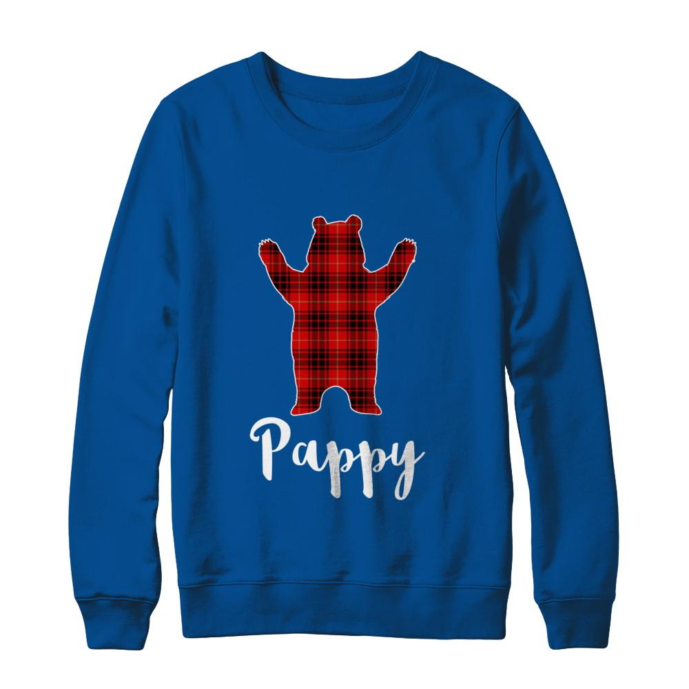 Red Pappy Bear Buffalo Plaid Family Christmas Pajamas-T-Shirt & Sweatshirt-Crewneck Sweatshirt-Deep Royal