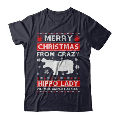 Merry Christmas From Crazy Hippo Lady Sweater-T-Shirt & Sweatshirt-Premium T-Shirt-Midnight Navy