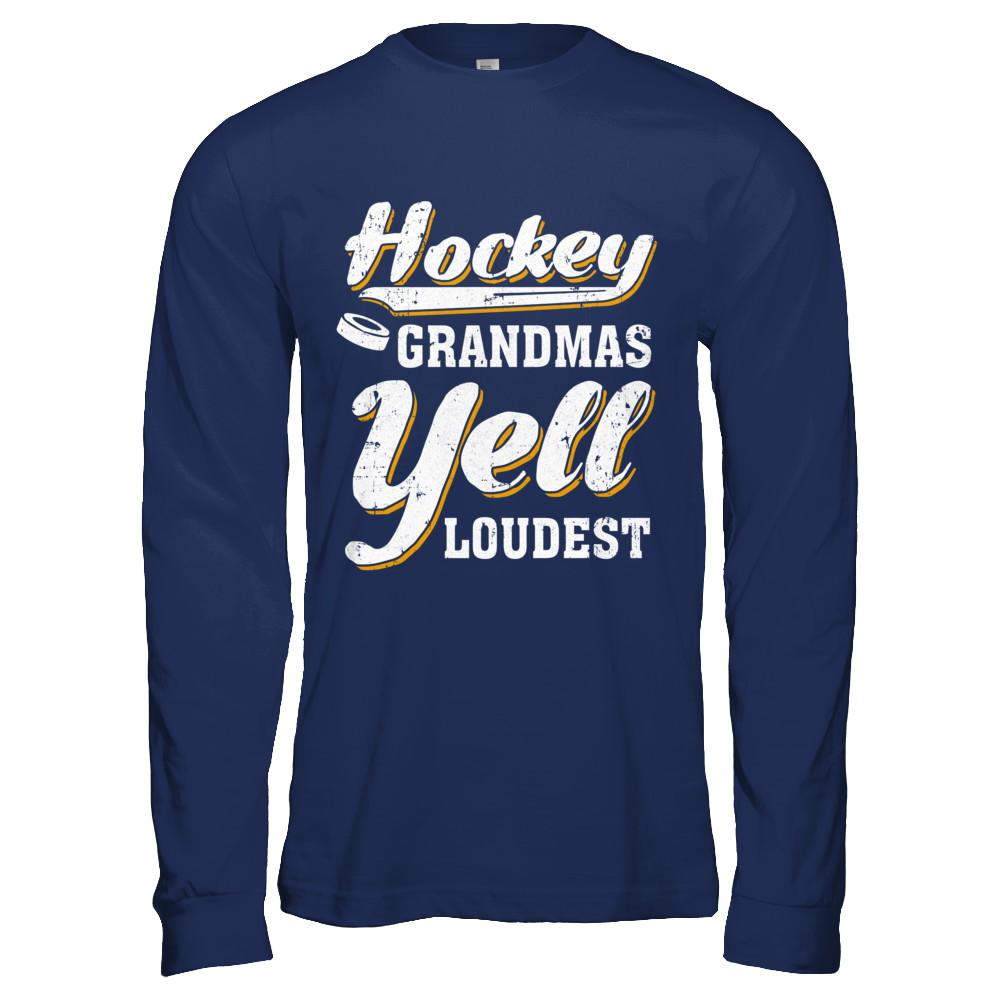 Hockey Grandmas Yell Loudest-T-Shirt & Hoodie-Long Sleeve T-Shirt-Navy