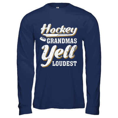 Hockey Grandmas Yell Loudest-T-Shirt & Hoodie-Long Sleeve T-Shirt-Navy