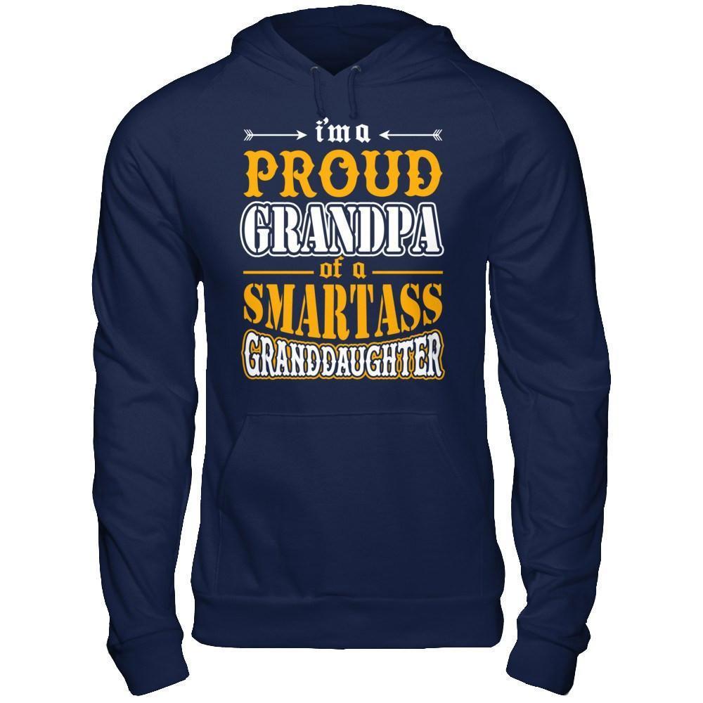 I'm A Proud Grandpa Of A Smartass Granddaughter-T-Shirt & Hoodie-Pullover Hoodie-Navy