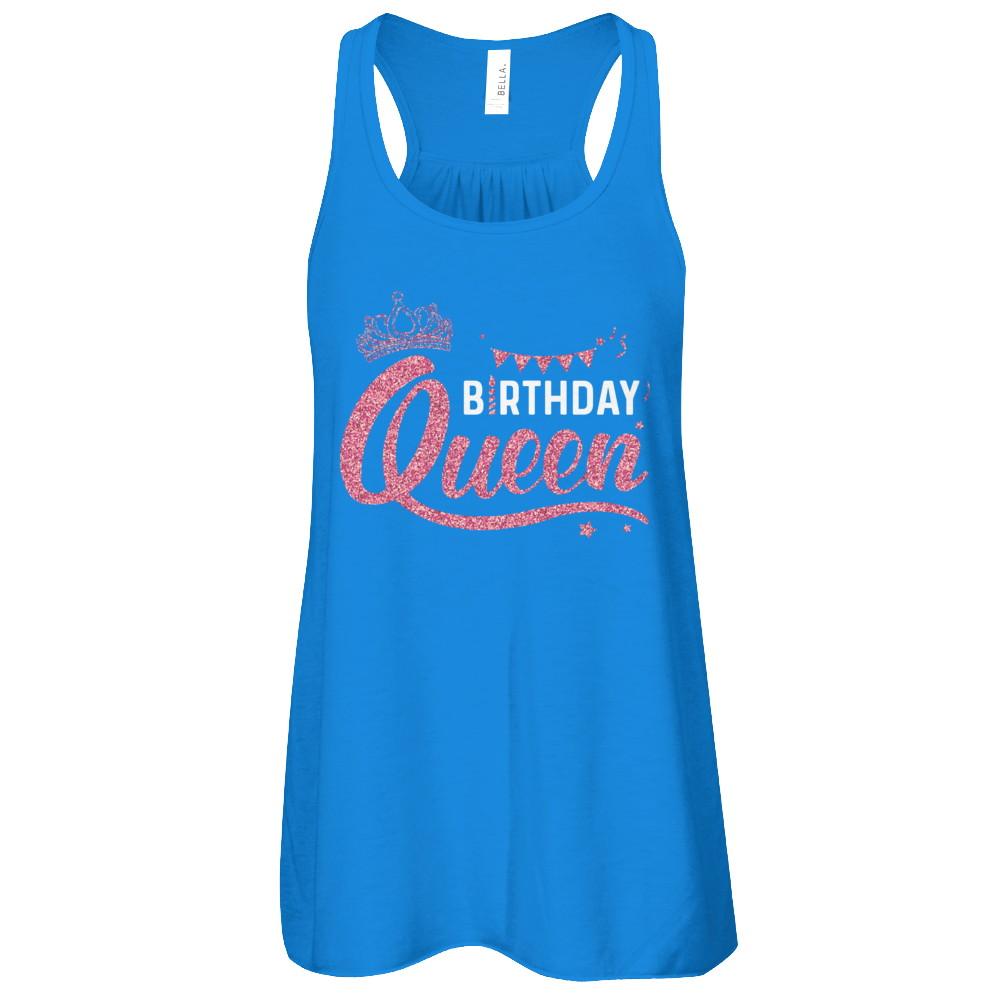 Birthday Queen Happy Party-T-Shirt & Tank Top-Women's Flowy Racerback Tank-True Royal