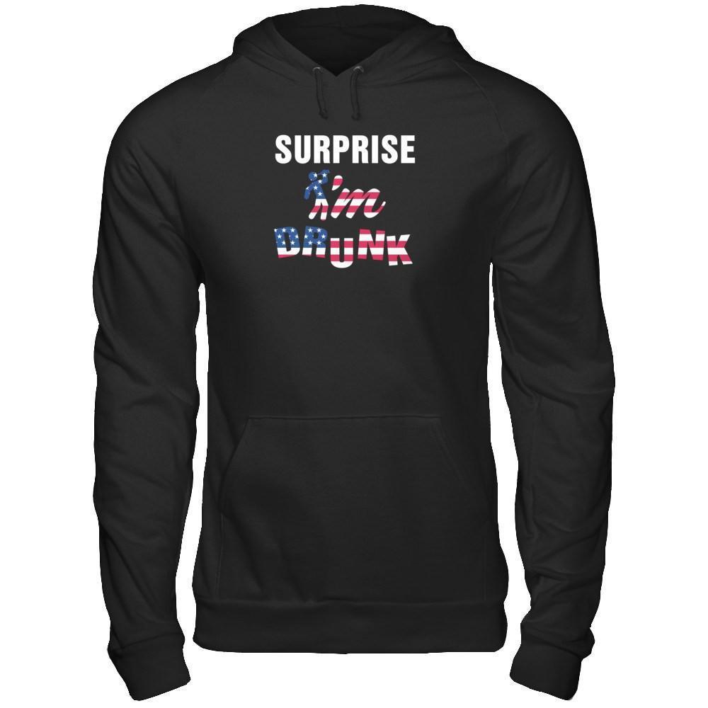 Surprise I'm Drunk 4Th Of July-T-Shirt & Tank Top-Pullover Hoodie-Black