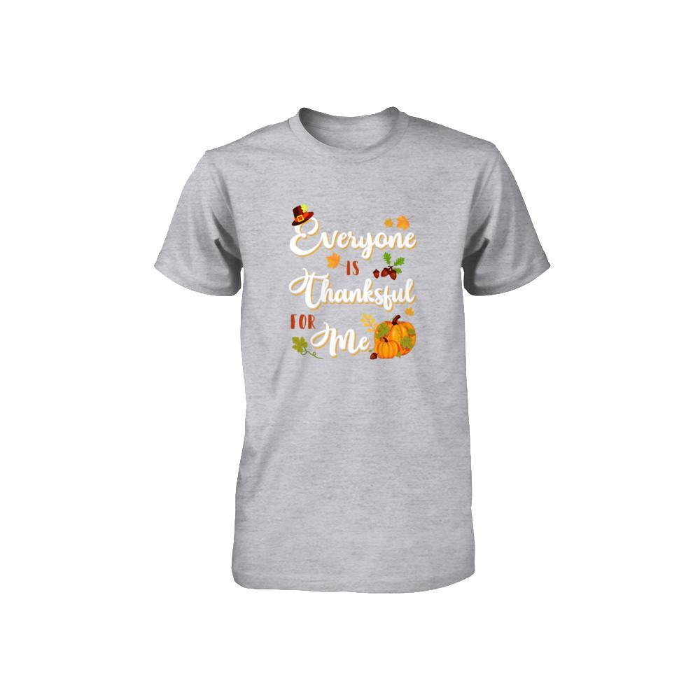 Everyone Is Thankful For Me Thanksgiving Day Youth-Youth Shirt-Youth T-Shirt-Athletic Heather