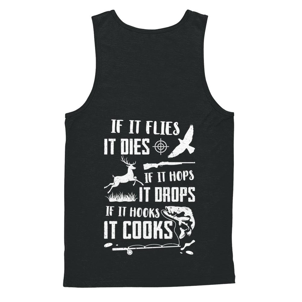 If It Flies If It Hops If It Hooks Funny Hunting Fishing-T-Shirt & Hoodie-Unisex Tank-Black