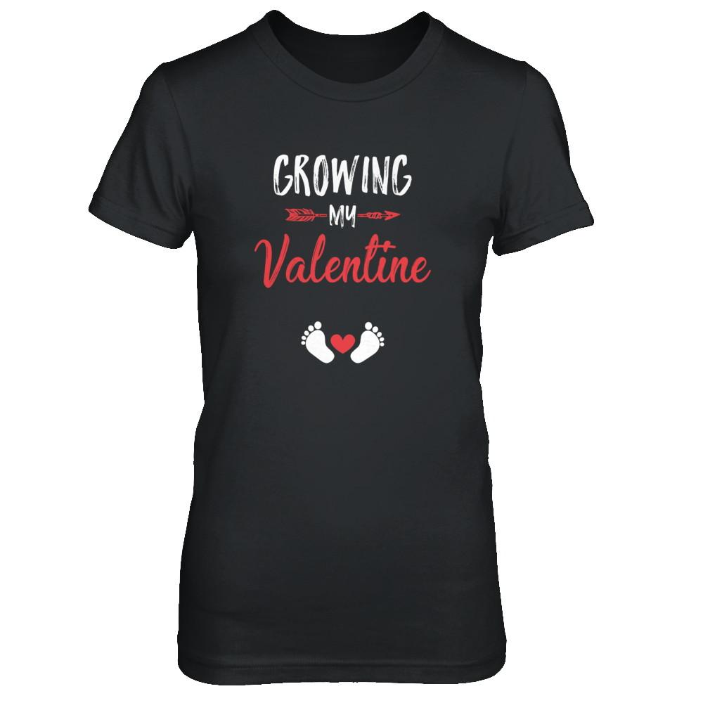 Growing My Valentine Mom Pregnancy Gifts-T-Shirt & Tank Top-Women's T-Shirt-Black