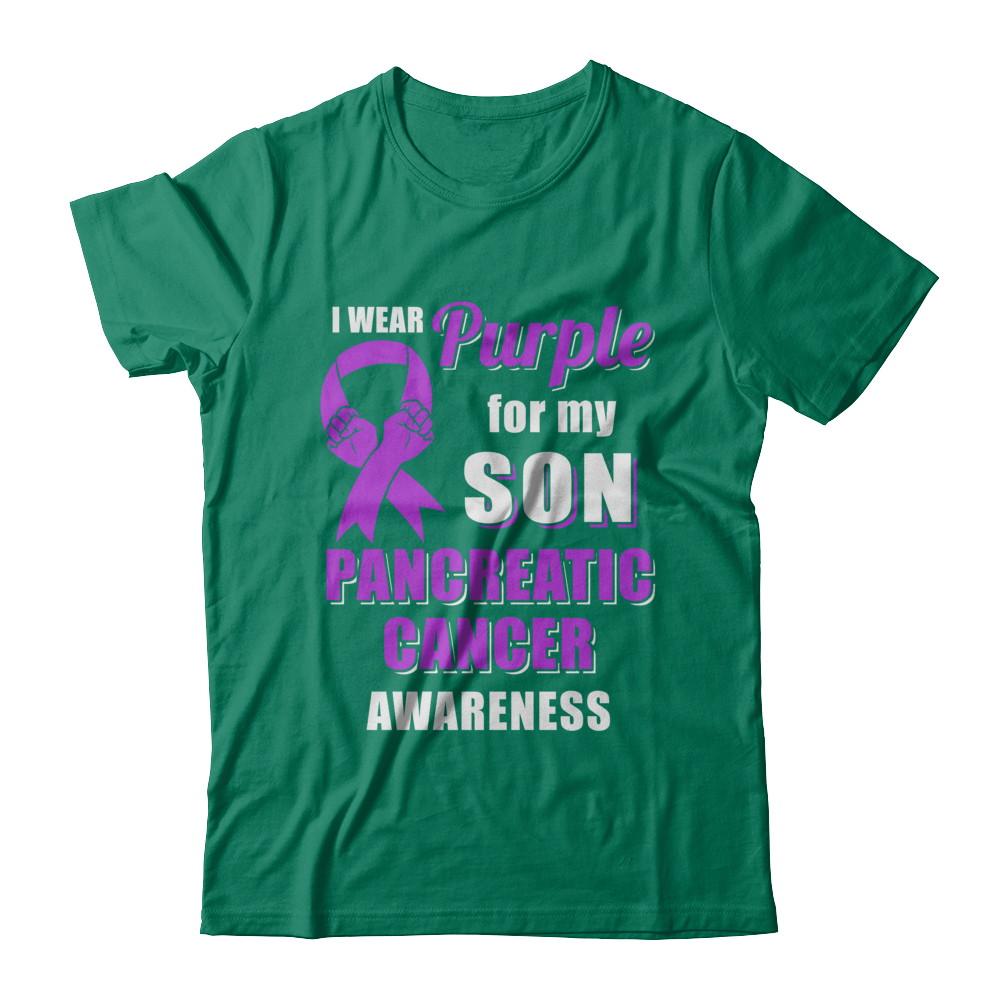 I Wear Purple For My Son Pancreatic Cancer Dad Mom-T-Shirt & Hoodie-Classic T-Shirt-Kelly Green