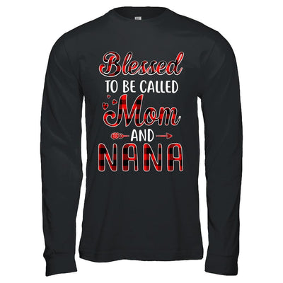 Red Buffalo Plaid Blessed To Be Called Mom And Nana-T-Shirt & Hoodie-Long Sleeve T-Shirt-Black