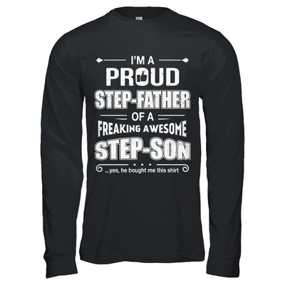 I'm A Proud Step-Father Of Awesome Step-Son Fathers Day-T-Shirt & Hoodie-Long Sleeve T-Shirt-Black