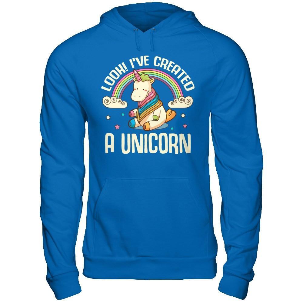 Look I've Created A Unicorn-T-Shirt & Hoodie-Pullover Hoodie-Royal