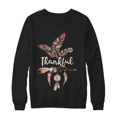 Thankful Feather And Arrow Fall Vintage Thanksgiving-T-Shirt & Sweatshirt-Crewneck Sweatshirt-Black