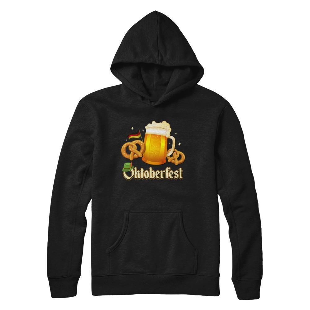 Oktoberfest Beer Pretzel Lederhosen Germany-T-Shirt & Hoodie-Pullover Hoodie-Black