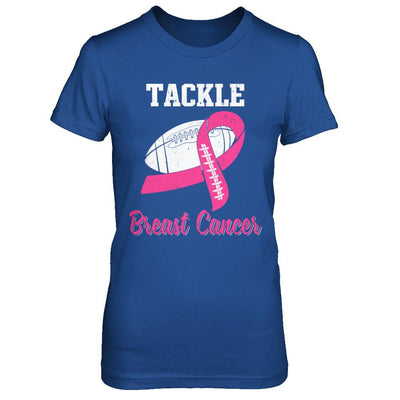 Football Survivor Tackle Pink Breast Cancer Awareness-T-Shirt & Hoodie-Women's T-Shirt-Royal