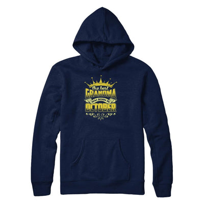 The Best Grandma Was Born In October-T-Shirt & Tank Top-Pullover Hoodie-Navy
