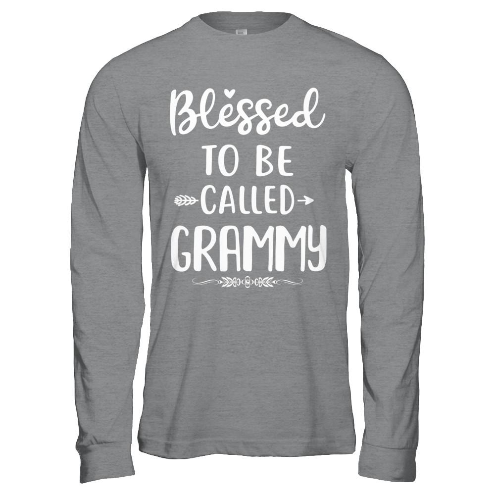 Funny Grandma Blessed To Be Called Grammy-T-Shirt & Hoodie-Long Sleeve T-Shirt-Sport Grey