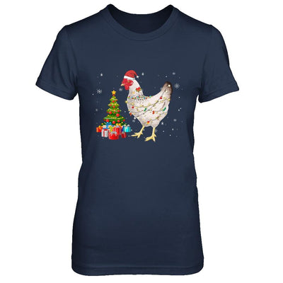 Vintage Chicken Merry Christmas Light Led-T-Shirt & Hoodie-Women's T-Shirt-Navy