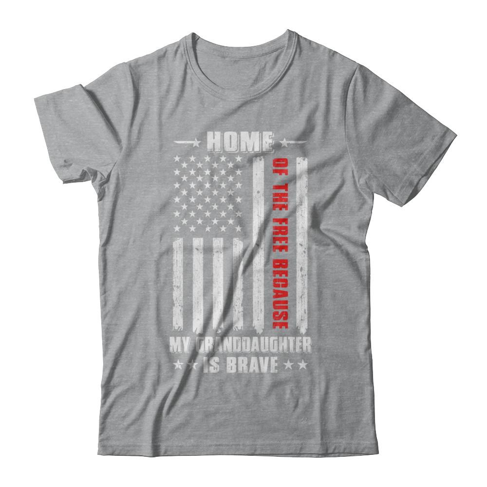 Home Of The Free Because My Granddaughter Is Brave Family-T-Shirt & Hoodie-Classic T-Shirt-Sport Grey
