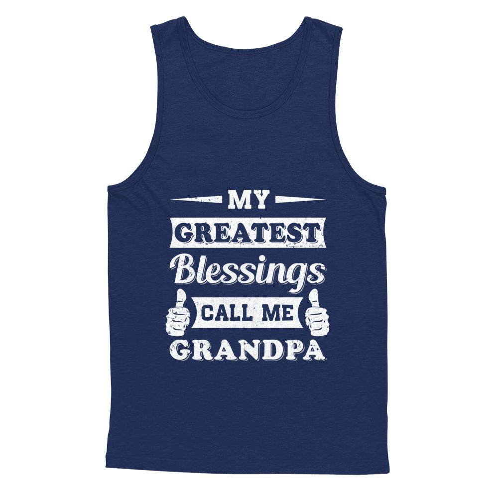 My Greatest Blessings Call Me Grandpa-T-Shirt & Hoodie-Unisex Tank-Navy