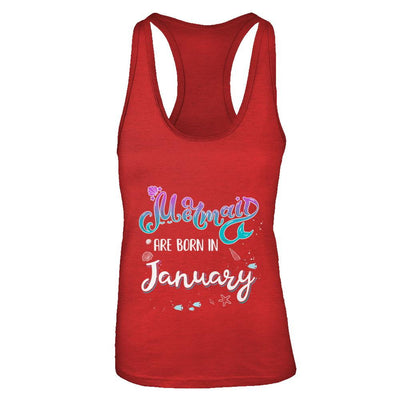 Mermaids Are Born In January Birthday Girl Gift-T-Shirt & Tank Top-Women's Ideal Racerback Tank-Red