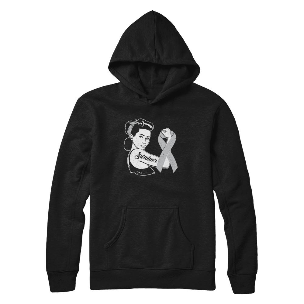 We Can Cure It Grey Brain Cancer Awareness Survivor-T-Shirt & Hoodie-Pullover Hoodie-Black