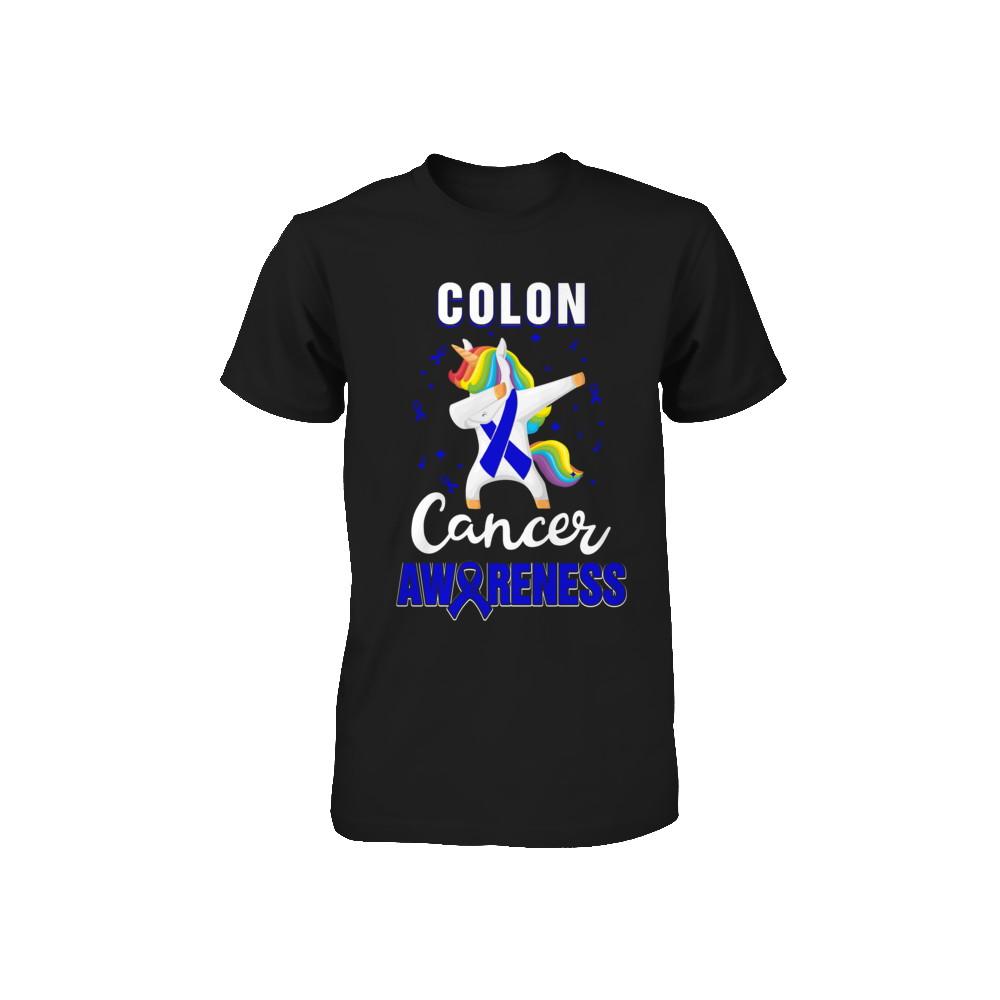 Inspirational Colon Cancer Awareness Unicorn Support Youth-Youth Shirt-Toddler T-Shirt-Black