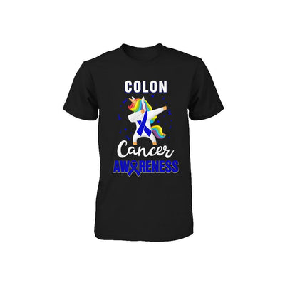 Inspirational Colon Cancer Awareness Unicorn Support Youth-Youth Shirt-Toddler T-Shirt-Black