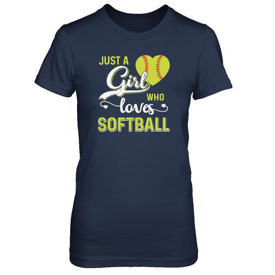 Just A Girl Who Loves Softball-T-Shirt & Tank Top-Women's T-Shirt-Navy