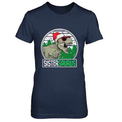 Sistersaurus Sister Dinosaur T-Rex Family Christmas-T-Shirt & Sweatshirt-Women's T-Shirt-Navy